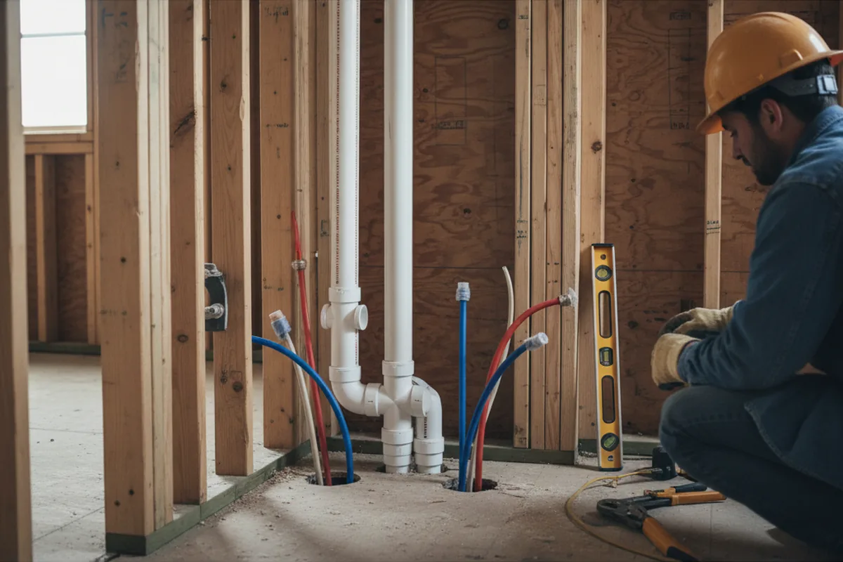 Drain and supply rough-in during Toilet Repair and Installation in Lake Zurich