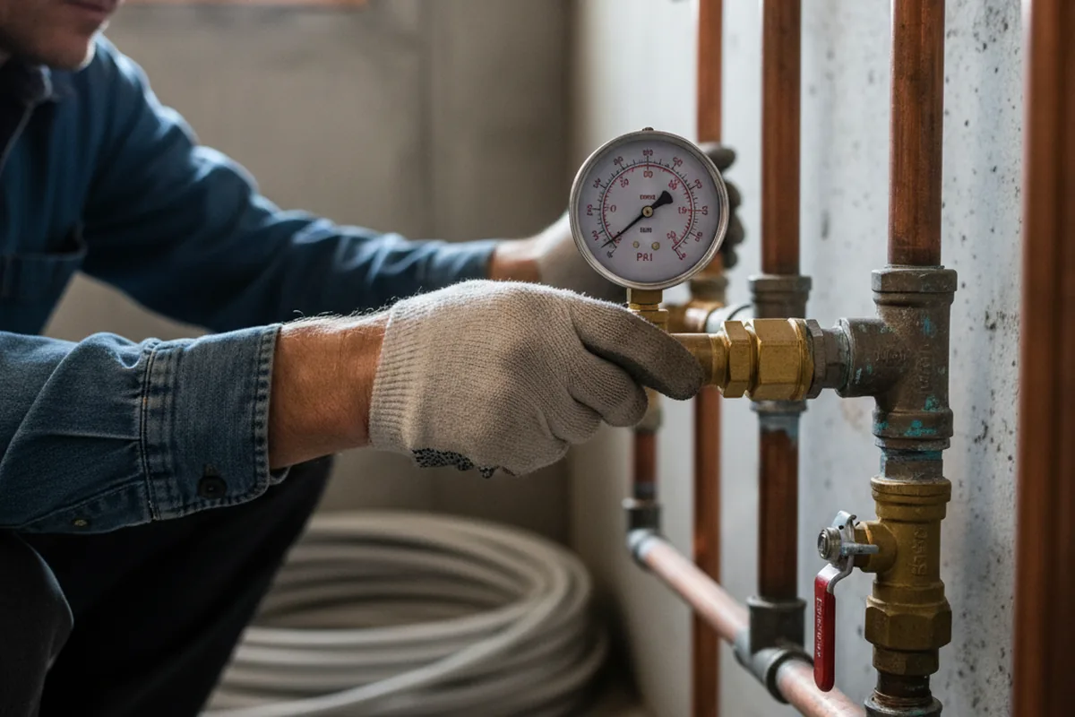 Pressure testing a repaired line during Water Line Repair in Lake Zurich